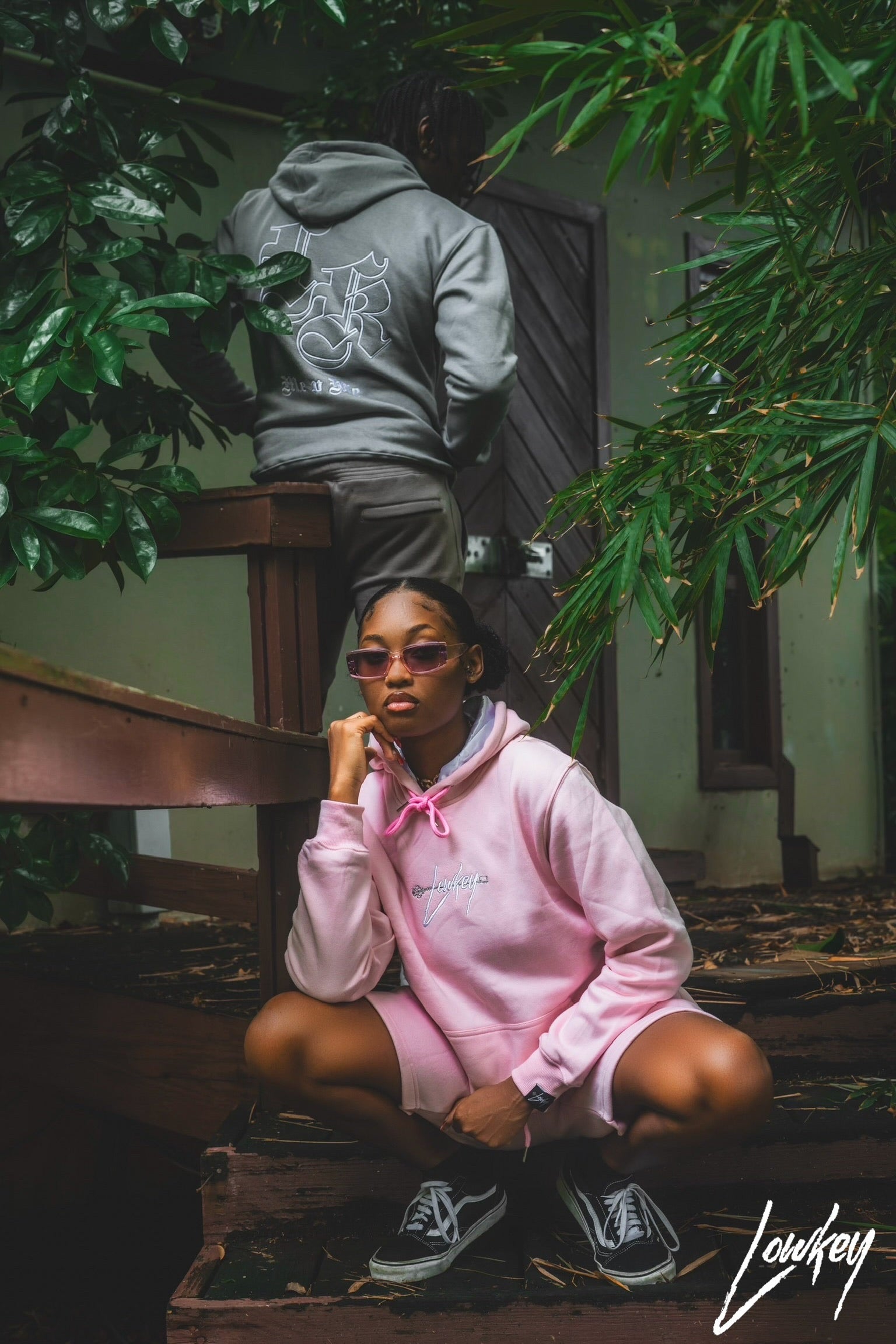 Satin Hoodies in Pink and Gray